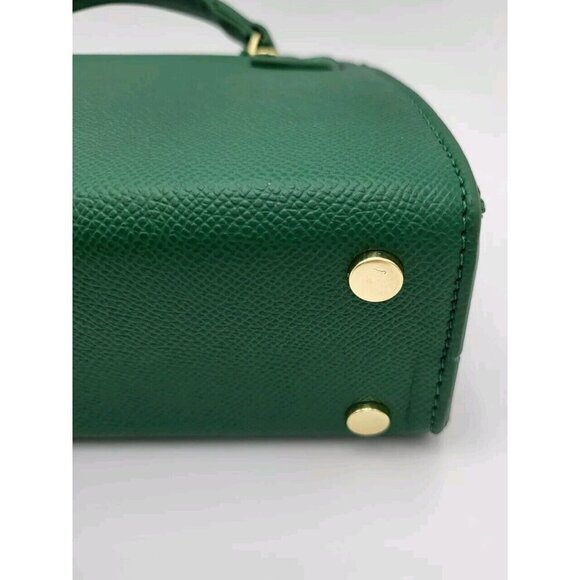 New Kelly Green PU Leather Wirkin Style Mini Tote Crossbody With Strap s… - Picture 12 of 16